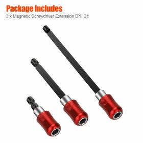 3pcs Hex Handle Quick Release Rod Magnetic Screwdriver Extended Bracket Drill Bit