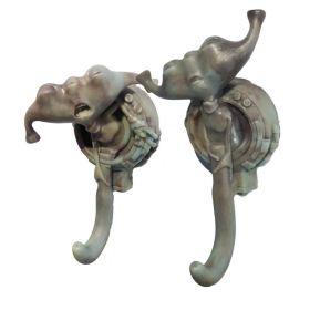 2-Packs Lifelike Alien Resin Hook Handmade Wall Hanger Decorative Coat Hooks, Retro Green