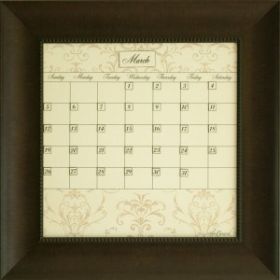 Dry Erase Calendar Board Framed Brown Small Contrast Home and Office Organization