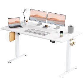 Electric Height Adjustable Standing Desk,Sit to Stand Ergonomic Computer Desk,White,63'' x 24"