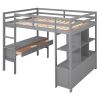 Full Size Loft Bed with Built-in Desk with Two Drawers, and Storage Shelves and Drawers,Gray(Old SKU: GX000320AAE)