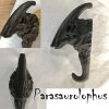 3-Packs Lifelike Dinosaur Fossils Wall Mounted Hooks Kitchen Bathroom Decorative Coat Key Wall Hanging Hooks,Matte Black