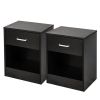 2pcs Night Stands with Drawer Black