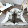 1pc, Soft and Fluffy Reindeer Hide Rug - Non-Slip Plush Faux Fur for Bedroom, Living Room, and Nursery - Machine Washable - White and Grey