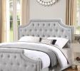 Grey Polyfiber American Traditional 1pcs Full Size Bed Only Button Tufted Headboard Footboard Bedroom Furniture