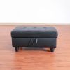 Black Faux Leather Storage Ottoman Living Room Sofa