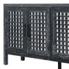 TXREM Retro Mirrored Sideboard with Closed Grain Pattern for Dining Room, Living Room and Kitchen(Black)