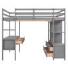 Full Size Loft Bed with Built-in Desk with Two Drawers, and Storage Shelves and Drawers,Gray(Old SKU: GX000320AAE)