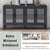 TXREM Retro Mirrored Sideboard with Closed Grain Pattern for Dining Room, Living Room and Kitchen(Black)