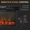 24" Electric Fireplace Insert, Retro Recessed Fireplace Heater with Realistic Flame, Remote Control and Adjustable Brightness, 750/1500W, Black