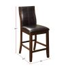 Transitional Dining Room Counter Height Chairs Set of 2pc High Chairs only Brown Cherry Unique Curved Back Espresso Leatherette Padded Seat