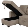 90" Pull Out Sleeper Sofa L-Shaped Couch Convertible Sofa Bed with Storage Chaise, Storage Racks and USB Ports, Light Brown