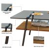 Rectangle Coffee Table, Tempered Glass Tabletop with Black Metal Legs, Modern Table for Living Room , Gray Glass