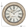 DecMode 24" Cream Wood Distressed Wall Clock