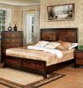 Transitional Queen Size Bed Acacia / Walnut Solidwood 1pcs Bed Bedroom Furniture Parquet Design Headboard And Footboard Bedframe