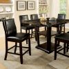 Transitional Dining Room Counter Height Chairs Set of 2pc High Chairs only Brown Cherry Unique Curved Back Espresso Leatherette Padded Seat