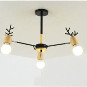 Modern Minimalist Ceiling Lamp Nordic Creative Antler Lamp (Option: 5W Tricolor Light Bulb-3 Black Head)