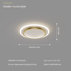 Modern Led Ceiling Light Cloakroom Bedroom Aisle (Option: Round Gold-Light Changing)