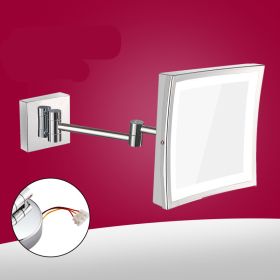 Bathroom Mirror Lamp Bathroom Stainless Steel Folding Mirror (Option: Open switch-Silver 200X200MM)