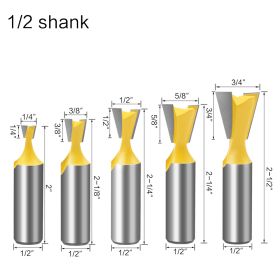 Five-piece Dovetail Woodworking Cutter Set (Option: Five piece set)