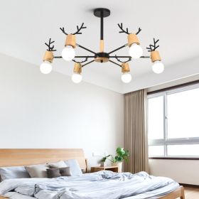 Modern Minimalist Ceiling Lamp Nordic Creative Antler Lamp (Option: 5W Warm Light Bulb-6 Black Head)