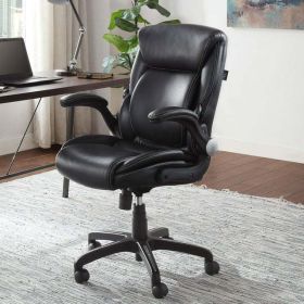 Air Lumbar Bonded Leather Manager Office Chair (Color: Black)