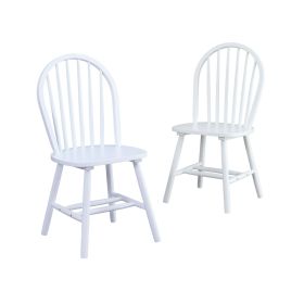 Autumn Lane Windsor Solid Wood Dining Chairs, Set of 2 (Color: White)