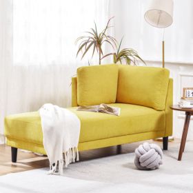 65" Mid-Century Modern Fabric Corner Lounge Chair, Upholstered Indoor Chaise Lounge for Bedroom,Office,Small Living Room & Apartment (Color: yellow)