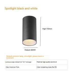 Thigh High Anti-glare Punch Free Ceiling Living Room Aisle Surface Mounted Spotlight (Option: 7w Neutral Light 4000k-Black And White)