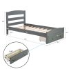 Platform Twin Bed Frame with Storage Drawer and Wood Slat Support No Box Spring Needed