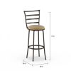 3 Pack Adjustable 24" or 29" Bronze Ladder Back Swivel Barstool, Espresso Vegan Leather Seat