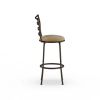 3 Pack Adjustable 24" or 29" Bronze Ladder Back Swivel Barstool, Espresso Vegan Leather Seat