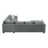 112*87" Sectional Sofa Couches Living Room Sets, 7 Seats Modular Sectional Sofa with Ottoman, L Shape Fabric Sofa Corner Couch Set with 3 Pillows