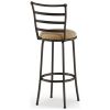 3 Pack Adjustable 24" or 29" Bronze Ladder Back Swivel Barstool, Espresso Vegan Leather Seat