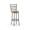 3 Pack Adjustable 24" or 29" Bronze Ladder Back Swivel Barstool, Espresso Vegan Leather Seat