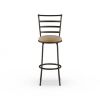 3 Pack Adjustable 24" or 29" Bronze Ladder Back Swivel Barstool, Espresso Vegan Leather Seat